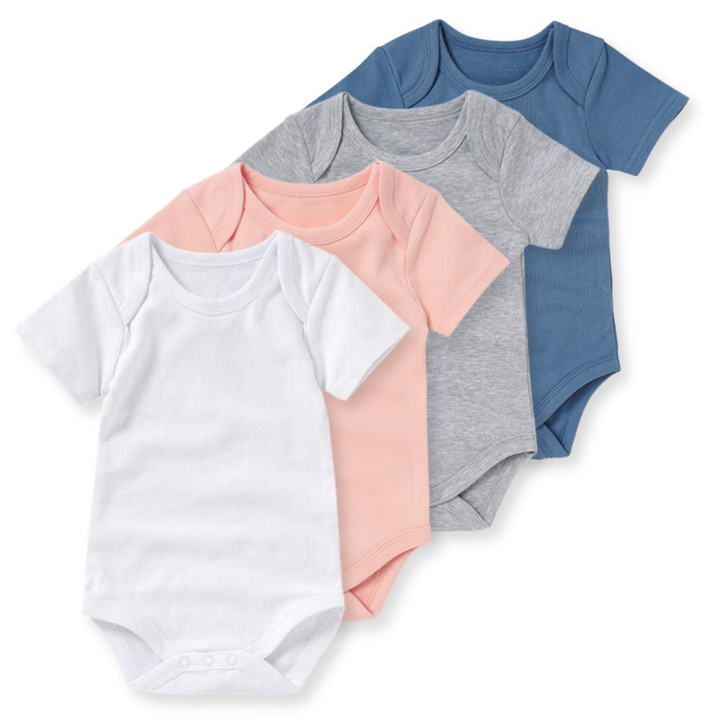 Organic Summer Plain Cotton Baby Onesie Bodysuit Lap Shoulder
